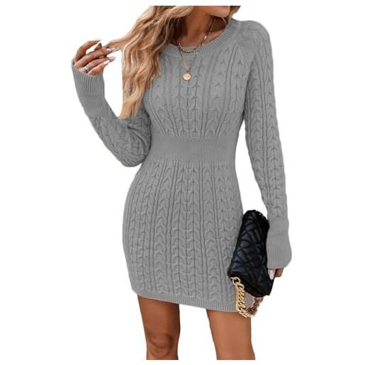 ORANDESIGNE vestito lavorato a maglia da donna girocollo in maglione abito manica lunga aderente mini abito invernale abito elegante maglione lavorato a maglia