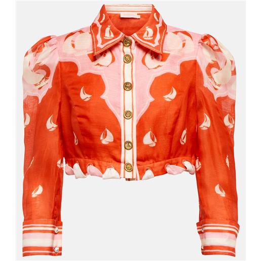Zimmermann camicia cropped in seta e lino