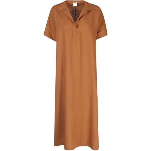 Eleventy short-sleeve linen maxi dress - marrone