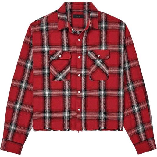 Purple Brand camicia a quadri con bordi a taglio vivo - rosso