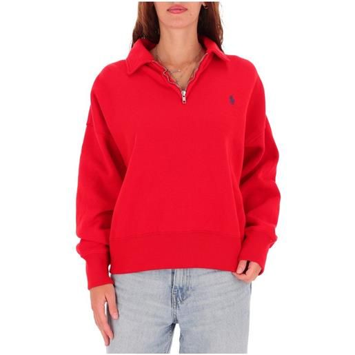 Polo Ralph Lauren felpa rossa classic in cotone con zip