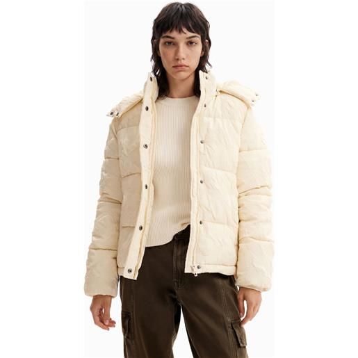 Desigual, giacca imbottita testurizzata, bianco, s