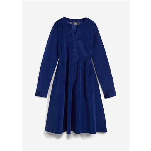 bonprix abito in velluto a coste di misto cotone elasticizzato-blu