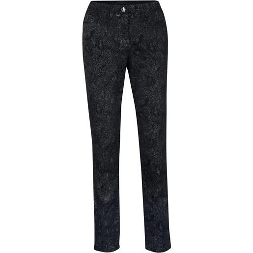 bonprix pantaloni in twill con fantasia raffinata-nero