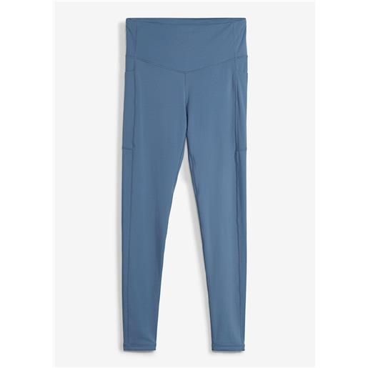 bonprix leggings sportivi comodi con tasca per il cellulare, ad asciugatura rapida-blu