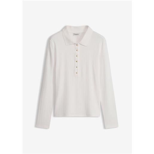 bonprix polo in misto viscosa morbido-bianco