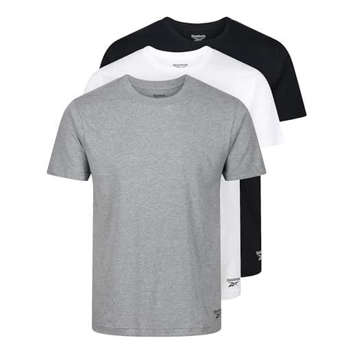 Reebok santo magliette uomo in cotone - pack da 3 t-shirt uomo firmate | abbigliamento uomo per palestra e tempo libero | magliette intime uomo traspiranti