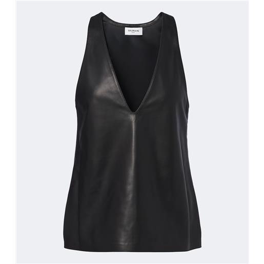 Balmain top in pelle