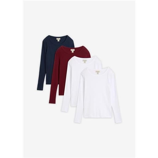 bonprix maglia a costine in puro cotone biologico (pacco da 4)-blu
