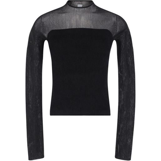 CFCL ribbed-knit lurex-finish log-sleeve top - nero