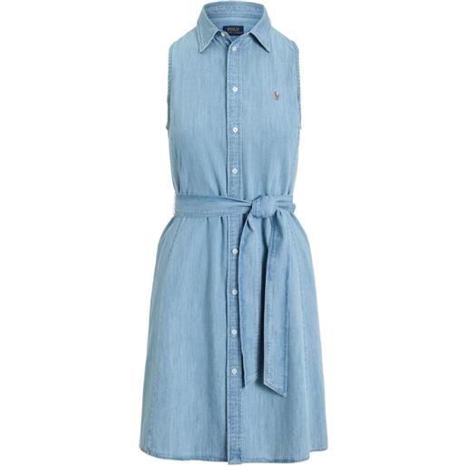Polo Ralph Lauren abito corto smanicato con cintura - blu