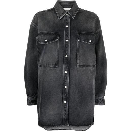 Palm Angels camicia denim con applicazione - nero