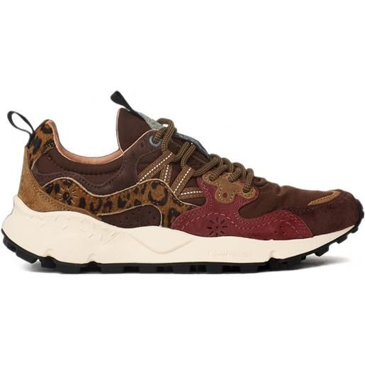 FLOWER MOUNTAIN yamano 3 unit leopard-print panel sneakers - marrone