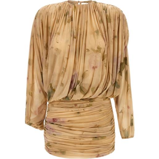 Magda Butrym floral-print draped mini dress - toni neutri