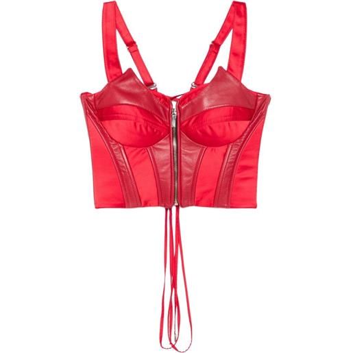 MITILIANE COUTURE corsetto con inserti in pelle - rosso