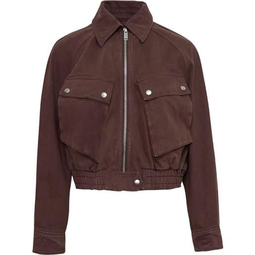 3.1 Phillip Lim cropped denim bomber jacket - marrone