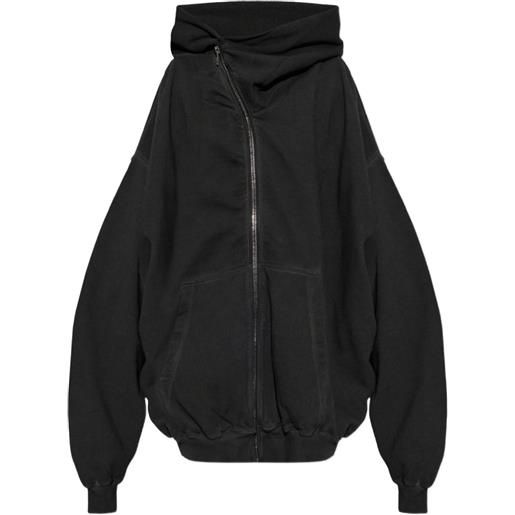 Rick Owens DRKSHDW felpa oversize con zip asimmetrica - nero
