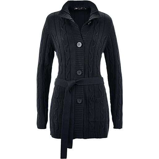 bonprix cardigan lungo in puro cotone-nero