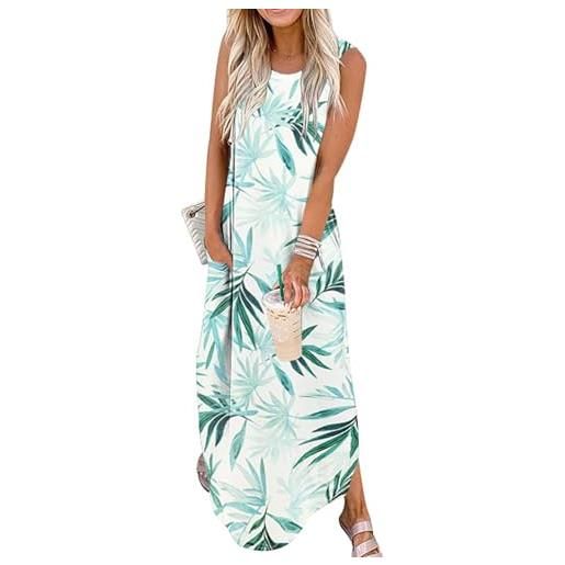 Cuptacc vestiti donna estivi lunghi 2024 vestito da spiaggia abiti prendisole con spacco laterale e tasche abito elegante
