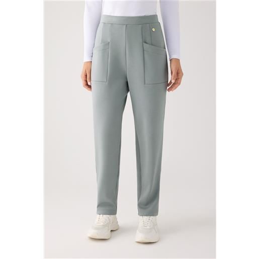 Ysabel Mora pantaloni slim fit in pile a vita alta con tasche, blu