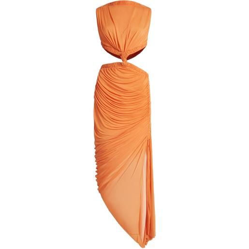 Christopher Esber theia separation ruched-detail midi dress - arancione