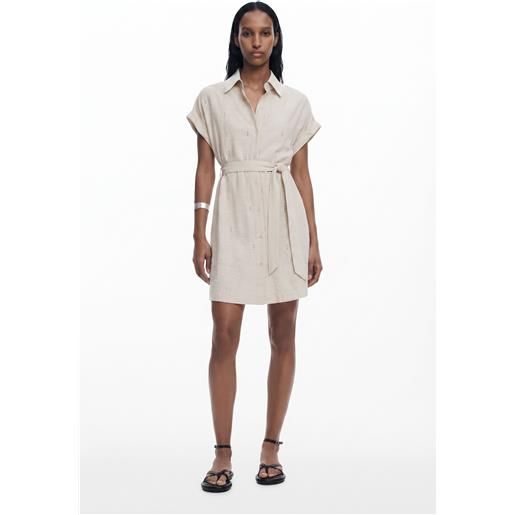 Desigual, abito corto traforato, bianco, xl