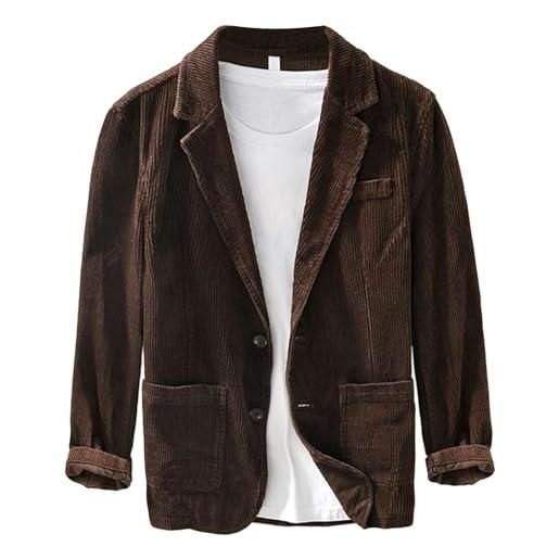 Generic giacca da lavoro vintage casual da uomo, in velluto a coste, giacca blazer slim fit due bottoni primavera autunno cappotto sportivo