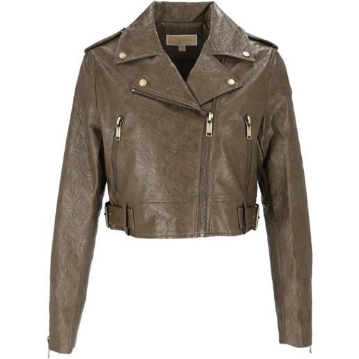 Michael Kors long-sleeved biker jacket - marrone