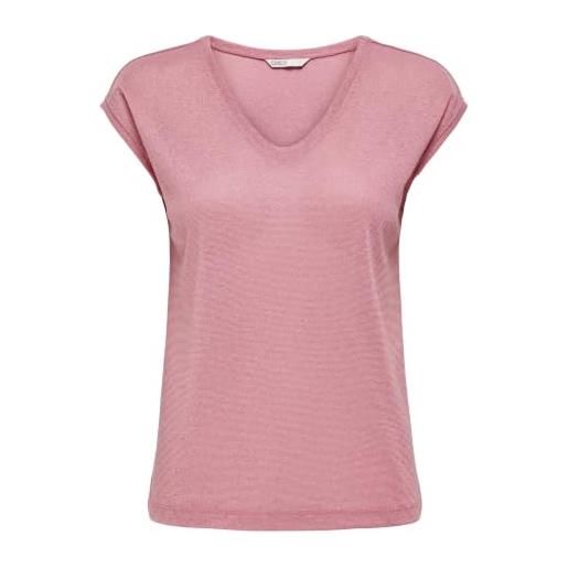 Only onlsilvery s/s v neck lurex top jrs noos top donna