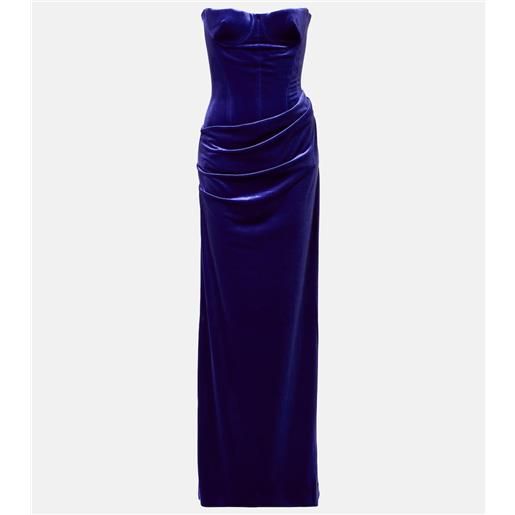 Alex Perry abito bustier in velluto drappeggiato