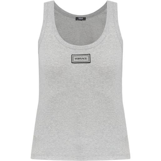 Versace canotta a coste in cotone elasticizzato - grigio