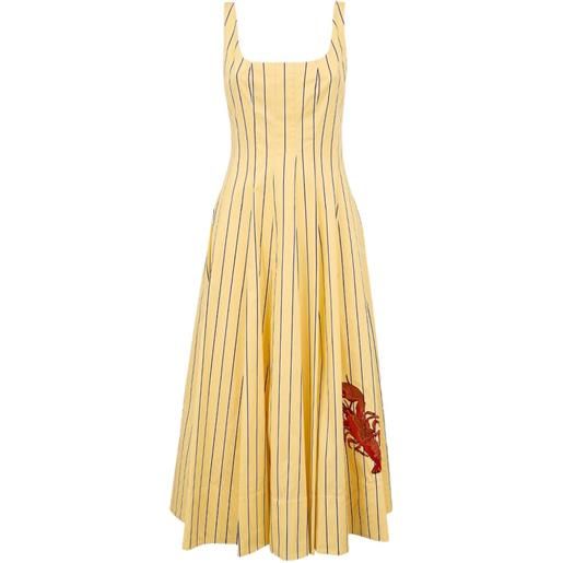 STAUD abito midi wells con ricamo - giallo
