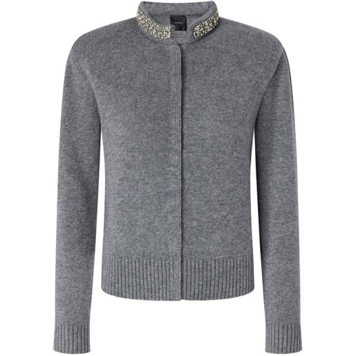 PINKO cardigan con colletto gioiello - grigio