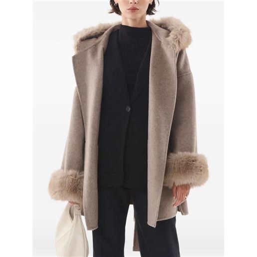Giovanni Paris carolina faux-fur-trimmed hooded coat - toni neutri