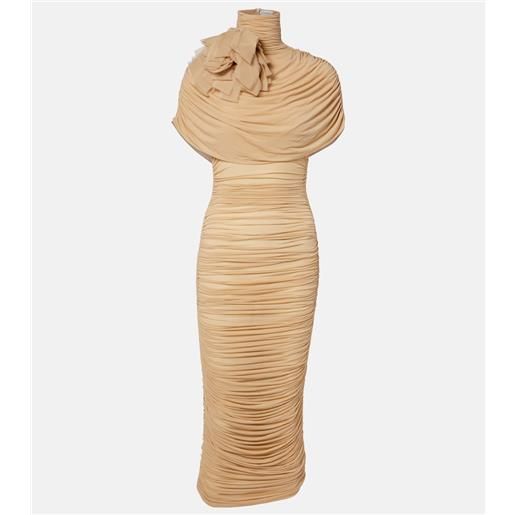 Magda Butrym abito midi in jersey con ruches