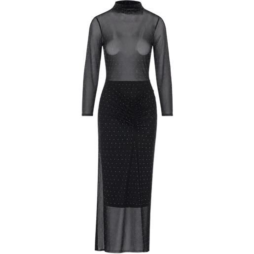 LIU JO abito lungo in tulle con strass - nero