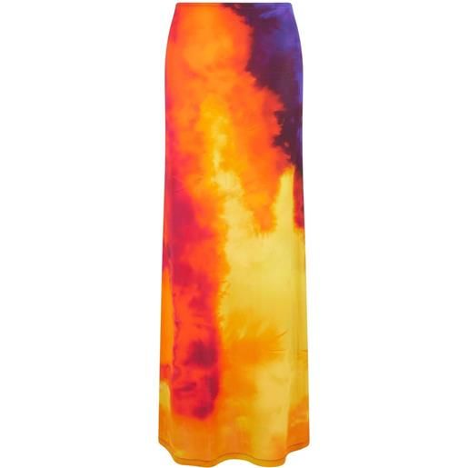Rabanne gonna lunga con fantasia tie dye - arancione