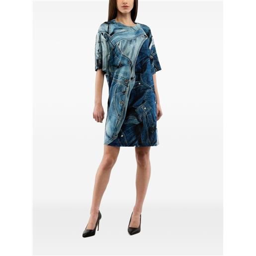 Moschino abito corto con stampa denim - blu