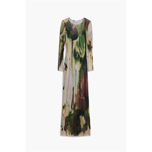 Desigual, abito lungo in tulle, poliestere, verde, l