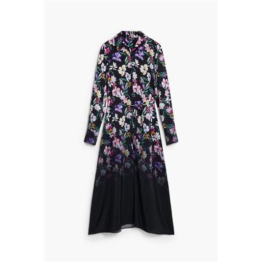 Desigual, abito camicia a fiori sfumato, viscosa, l