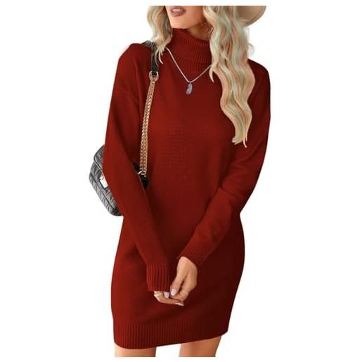 JFAN vestito donna invernale lungo casual abito in maglia collo alto | JFAN vestito donna invernale lungo casual abito in maglia collo alto