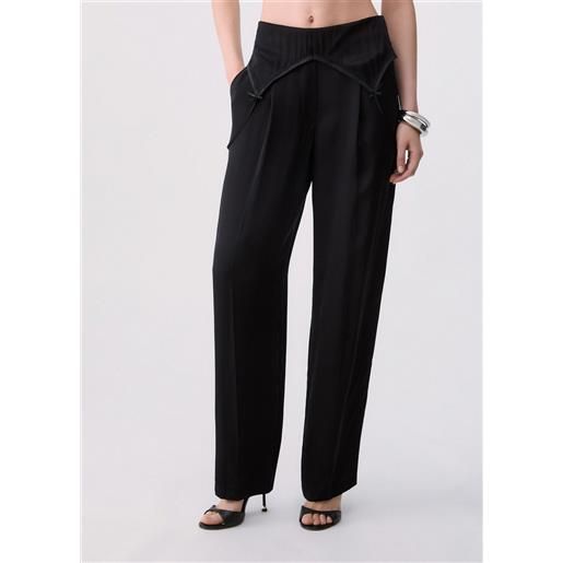 Liu jo pantaloni con dettaglio lingerie, nero