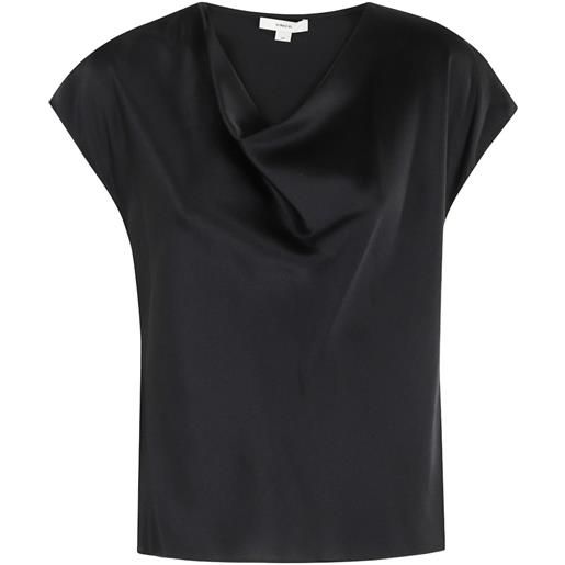 Vince blusa con scollo drappeggiato - nero