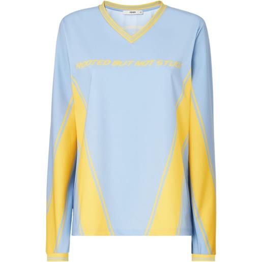 FENDI t-shirt sagg napoli con scollo a v - blu