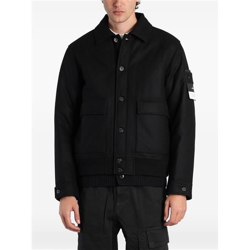 Stone Island giacca s. I. Ghost 4100017 in flanella di lana e nylon - nero