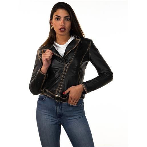 Leather Trend celina - chiodo in pelle testa di moro asportato colore testa di moro taglia xxs/38 fodera interna leggera