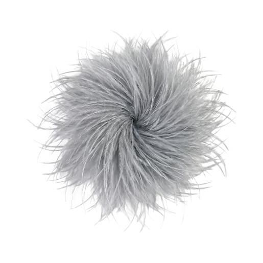 Baesics spilla con piume da donna, spilla a forma di piuma di struzzo, spilla a forma di fiore con pompon da agganciare, vintage per matrimonio, sposa, carnevale, abito blazer