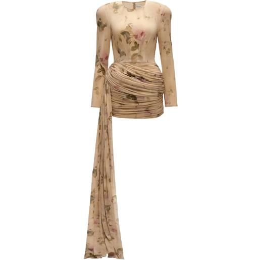 Magda Butrym floral-print draped mini dress - toni neutri