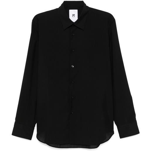 PT Torino camicia in lana vergine - nero