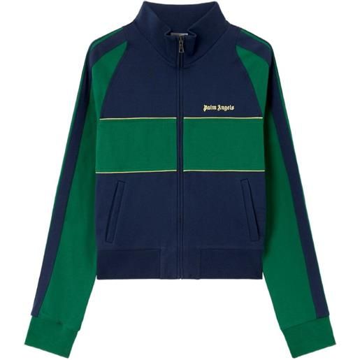 Palm Angels maglione con zip e logo - blu